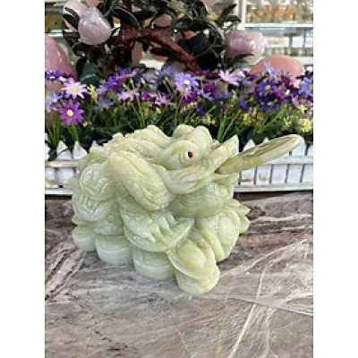 Tượng Cóc ba chân, Thiềm Thừ phong thủy chiêu tài lộc đá ngọc onyx - Dài 20 cm