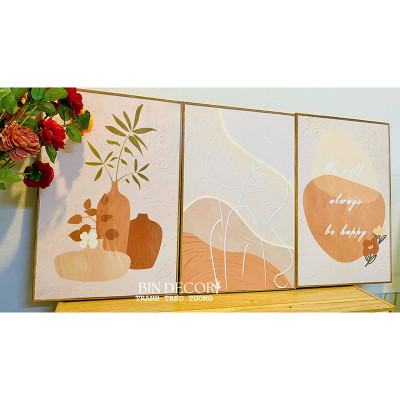 (ẢNH THẬT) Tranh treo tường minimalist 4 trang trí decor phòng khách hiện đại kèm đinh