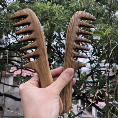Lược răng thưa massage đầu bằng gỗ Thơm/ giúp lưu thông máui (Size: XL- 20cm) - COH259 