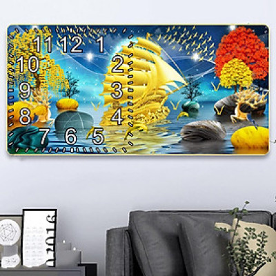 Tranh đồng hồ tráng gương thuận buồm xuôi gió 9 trang trí decor quà tặng tân gia