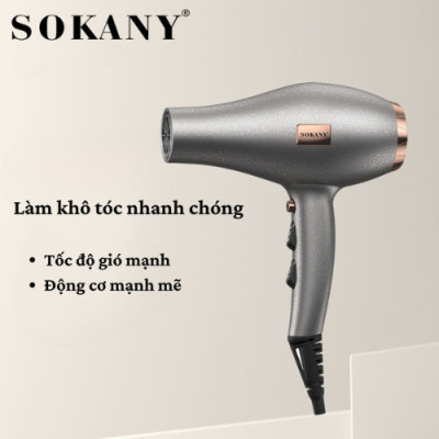 Máy sấy tóc chuyên dụng SOKANY SK-14015 công suất lớn 2400W, máy sấy chuẩn salon 2 chiều nóng lạnh giúp giảm gãy rụng tóc - HÀNG CHÍNH HÃNG