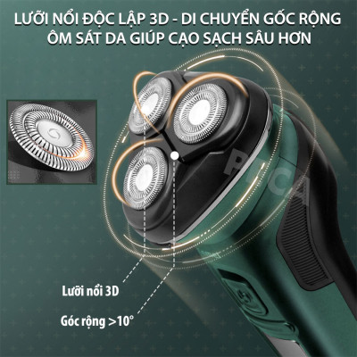 Máy cạo râu khô và ướt KEMEI KM-2805 chống thấm nước IPX7 công suất mạnh 5W pin trâu sạc USB nhanh trong 1 giờ tặng kèm đế đỡ cất giữ máy tiện lợi - hãng phân phối chính thức