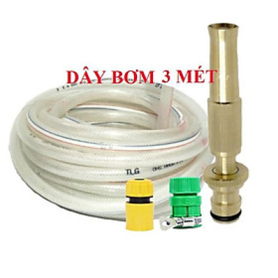 ️ Bộ dây vòi xịt nước rửa xe, tưới cây , tăng áp 3 lần, loại 3m, 5m 206587Mcút sập, nối PE, d.vàng