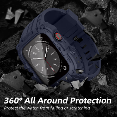 Ốp Case Kính Cường Lực tích hợp dây đeo TANK 360 cho Apple Watch Series 4/5/6/SE/7/8/9/SE1,2 Size 44mm/45mm - Hàng Chính Hãng