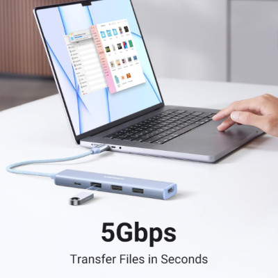 Cáp chuyển USB-C sang HDMI + PD 100W + 3 x USB 3.0 Ugreen 35581 - Hàng chính hãng