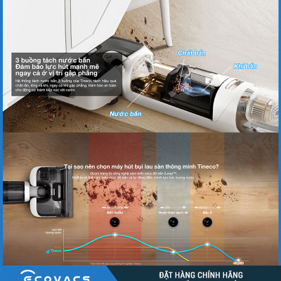 Máy Lau Sàn Khô Uớt Tineco Floor One S6 Stretch Pro Lực Hút 20.000 Pa - Hàng Chính Hãng