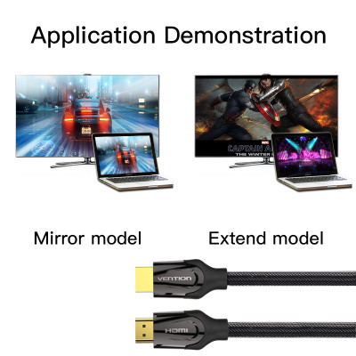 Cáp HDMI 2.0 Vention bện nylon cao cấp, hỗ trợ 2k, 4k hàng chính hãng
