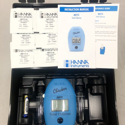 MÁY ĐO NHANH CLO TỔNG TRONG NƯỚC SẠCH HI711 để kiểm tra nước hồ bơi, nước uống, nước sạch với độ chính xác cao, tặng kèm phụ kiện cho 6 lần đo