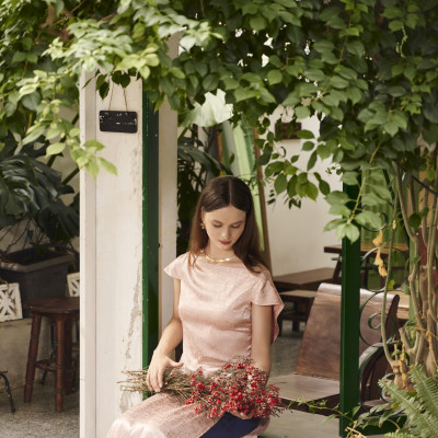 Áo Dài Lemur Đào ADA002 thời trang thiết kế Hity