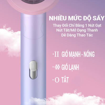 Máy Sấy Tóc Mini Gấp Gọn Besti Cao Cấp, Công Suất Lớn, Động Cơ Êm Ái, Ổn Định, Tặng Đầu Sấy Tạo Kiểu Tóc Chuyên Nghiệp - Hàng Chính Hãng