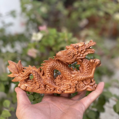Tượng con rồng phong thủy bằng gỗ hương đá kt 30×15×8,5cm