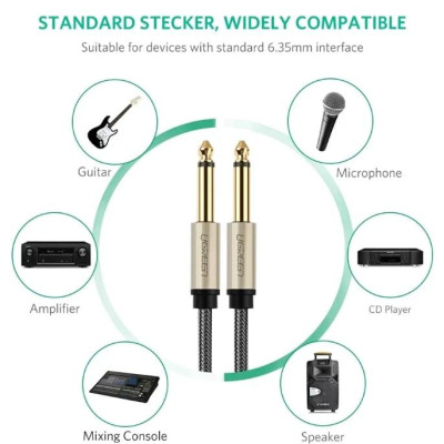 Ugreen UG10639AV128TK 3M màu Đen Cáp âm thanh 2 đầu 6.5mm dương cao cấp - HÀNG CHÍNH HÃNG