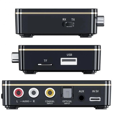 Thiết Bị Thu Phát Tín Hiệu Bluetooth 5.0 NFC Có Đèn LED Và Giắc Cắm 3.5mm AUX RCA Bluetooth M8 - Hàng Nhập Khẩu