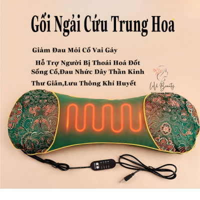 Gối ChườmẤm Cổ Gáy Ngải Cứu, Gối Ngải Cứu Cắm Điện Làm Nóng Cổ Giúp Giảm Đau Vai Gáy, Gối Kê Cổ Thảo Dược