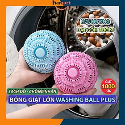 Bóng Giặt Sạch Quần Áo Chống Nhăn Lớn Washing Ball Plus Banh TPE Hạt Gốm Thơm 1000 Lần Giặt Đồ
