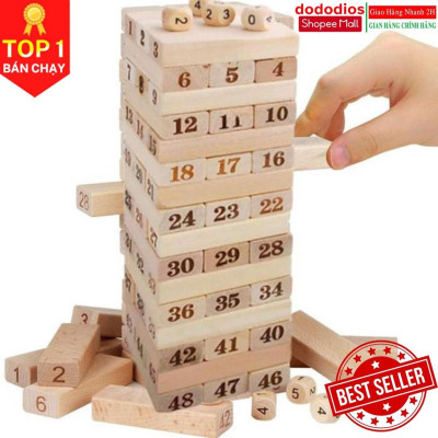 Bộ đồ chơi rút gỗ cỡ lớn – chọn size - 54 thanh rút gỗ kèm 4 con xúc xắc cho bé chính hãng dododios