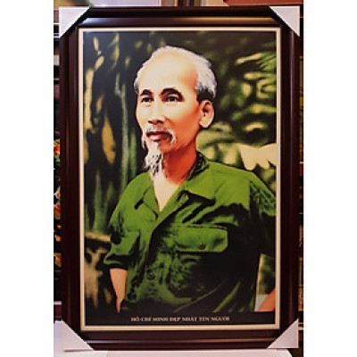 Tranh in dầu cao cấp - Bác Hồ (mặc áo bộ đội)