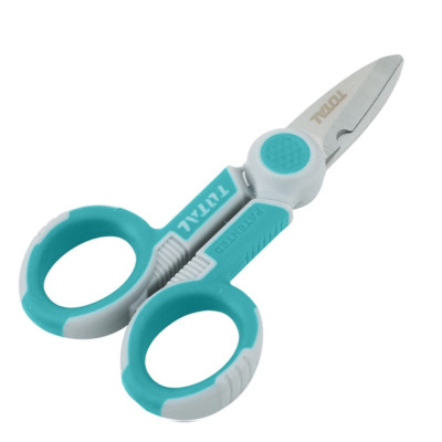 Kéo thợ điện chuyên dụng dài 145mm TOTAL THT1155871 - Làm từ thép không gỉ, độ dày lưỡi kéo 3mm - Tốc độ 247