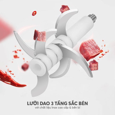 Máy xay thực phẩm Elmich CHE-8665 300ml 200W, Hàng chính hãng, 6 cánh dao, cối thủy tinh - JoyMall