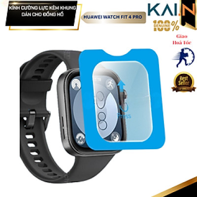 Kính cường lực Kèm Khung Dán cho đồng hồ Huawei Watch Fit 4 Pro, Kai.N Glass_ Hàng Chính Hãng