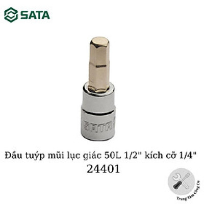 Đầu tuýp mũi lục giác 50L 1/2" kích cỡ 1/4" - 24401 SATA