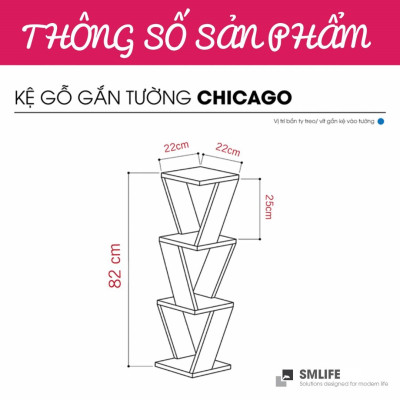 Kệ trang trí gỗ kiểu dáng nhỏ gọn SMLIFE Chicago