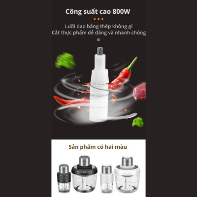 Máy xay thịt đa năng 2 IN 1 SOKANY SK-06008, máy xay thịt tỏi ớt công suất cao 800W, cối thủy tinh cao cấp chắc chắn, HÀNG CHÍNH HÃNG
