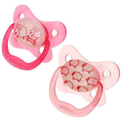 [ PV12006 - Hồng ] Set 2 ty ngậm phát sáng dạ quang Prevent chỉnh nha, chống vẩu Dr.Brown