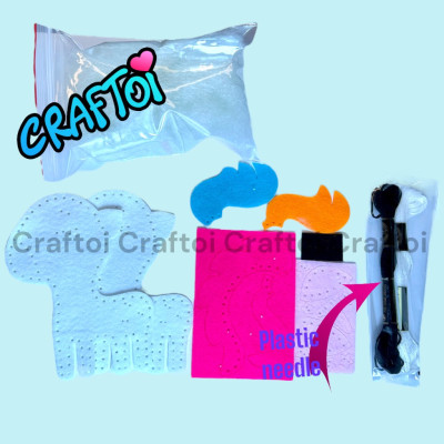 KIM NHỰA Bộ Thủ Công Trẻ Tự Làm Thú Bông 5+ Unicorn Mrs.Rainbow Craftoi Felt Sewing toy prepunched holes plastic needle