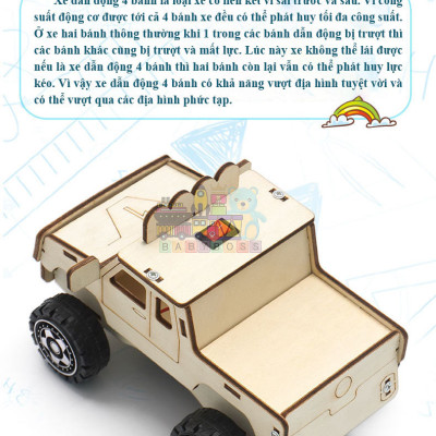 [Kèm Pin] Bộ Đồ Chơi Khoa Học Tự Làm Xe Địa Hình, Bộ Đồ Chơi Lắp Ghép STEM Mô Hình Xe Địa Hình , Bộ Đồ Chơi Gỗ Cao Cấp Khoa Học Tự Làm DIY Wood Steam