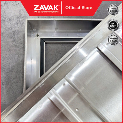 Nắp bể ngầm inox Zavak MHO-AA70 chống nước, ngăn mùi, lát đá dày 3cm, tải cho xe 2 tấn