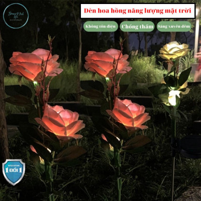 [FreeShip+quà 5k] Đèn hoa hồng năng lượng mặt trời ED04 SolaZ trang trí sân vườn, tự động phát sáng, 0 đồng tiền điện