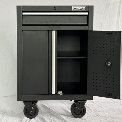 Tủ dụng cụ CSPS 61cm - 01 hộc kéo màu đen kèm bánh xe (tay cầm trắng)