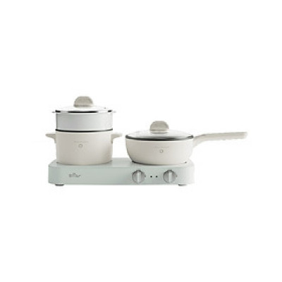 Bộ Bếp Điện Đôi Bear Kèm Nồi Chảo Đa Năng Hấp Luộc Chiên Tiện Lợi Tiết Kiệm Chi Phí Dễ Vệ Sinh SB-BD02N - HÀNG CHÍNH HÃNG