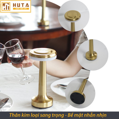 Đèn Led Để Bàn Quầy Bar Nhà Hàng HUTA RESDIA1 Cảm Ứng Tích Điện, Điều Chỉnh Ánh Sáng Vàng, Trang Trí Quán Bar, Nhà Hàng, Quán Cà Phê