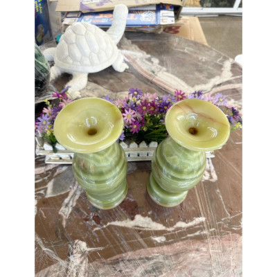 Cặp Lục Bình Lọ Hoa phong thủy đá ngọc Onyx - Cao 30 cm