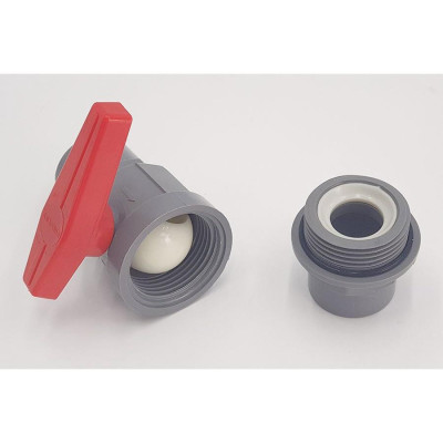 Bộ 5 van PVC 2 mảnh ghép siêu nhẹ có chân dùng cho ống nước 34mm Eurolife EL-VCC34 (Xám đỏ)