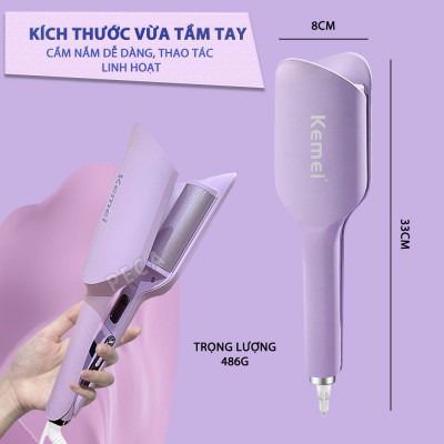 Máy uốn tóc sóng Kemei KM-3119 ion âm điều chỉnh 6 mức nhiệt độ phù hợp với mọi loại tóc - Hàng chính hãng