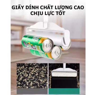 Cây Lăn Bụi Cán Dài Làm Sạch Quần Áo, Sàn Nhà, Ga Giường, Lông Chó Mèo - Độ Dài Tùy Chỉnh, Kèm 1 Lõi Thay Thế