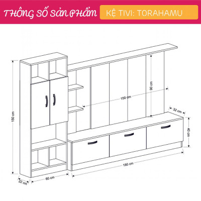 Kệ để tivi phòng khách SMLIFE Torahamu