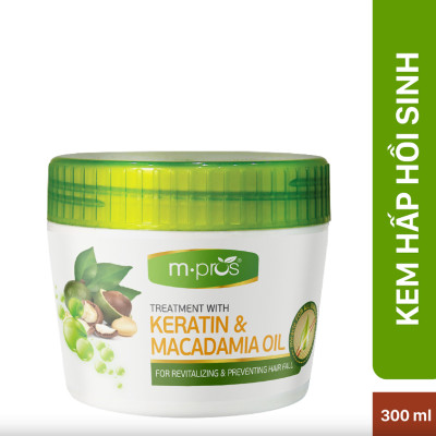 Kem Hấp Hồi Sinh Keratin & Macadamia Oil Ngừa Rụng Tóc M.PROS 300ml