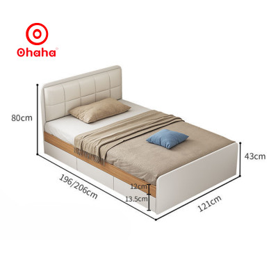 [Miễn phí lắp đặt & vận chuyển] Giường ngủ gỗ cao cấp 2 hộc kéo bọc nệm đầu giường hiện đại Ohaha  - GN003
