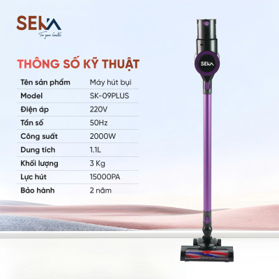 Máy Hút Bụi Cầm Tay SEKA SK-09MAX PLUS Nâng Cấp Toàn Diện, Hút Bụi Lau Sàn, Tự Động Làm Sạch Con Lăn - Hàng Chính Hãng