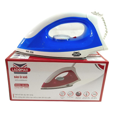 Bàn ủi điện Ladomax công suất 1200W, bàn là khô đế nhôm chống dính HA-226 - Hàng Chính Hãng
