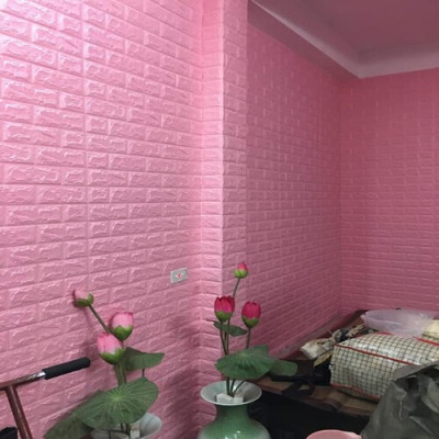 Bộ 20 Tấm Xốp Dán Tường 3D Giả Gạch Màu Hồng Nhạt 70cmx77cm