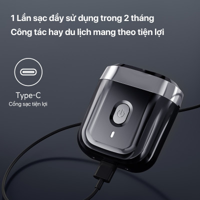Máy cạo râu Enchen Mini 6s, Cạo râu khô & ướt nút cảm ứng, Đầu cạo nổi 28 lưỡi dao kép tự mài - Hàng nhập khẩu