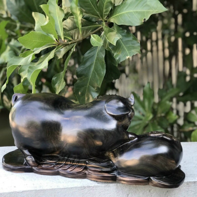 Tượng con heo ,phong thủy hút tài lộc ,bằng gỗ mun kt 30×14×13cm