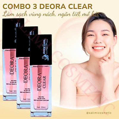 COMBO 3 Lọ Xịt Khử Mùi DEORA CLEAR Quyên Lara 50ml, Khử Mùi Hôi Nách, Ngăn Tiết Mồ Hôi