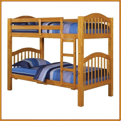Giường 2 tầng Tundo màu vàng cầu thang treo 