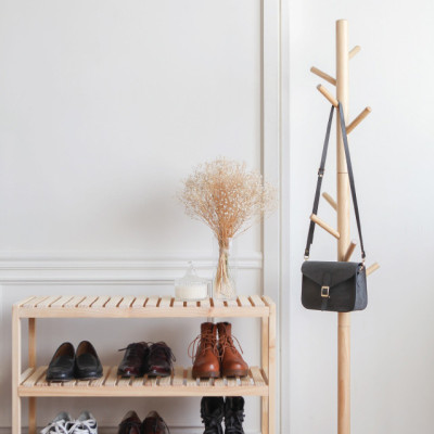CÂY TREO QUẦN ÁO HÀN QUỐC GỖ LẮP RÁP- STANDING HANGER MÀU GỖ TỰ NHIÊN